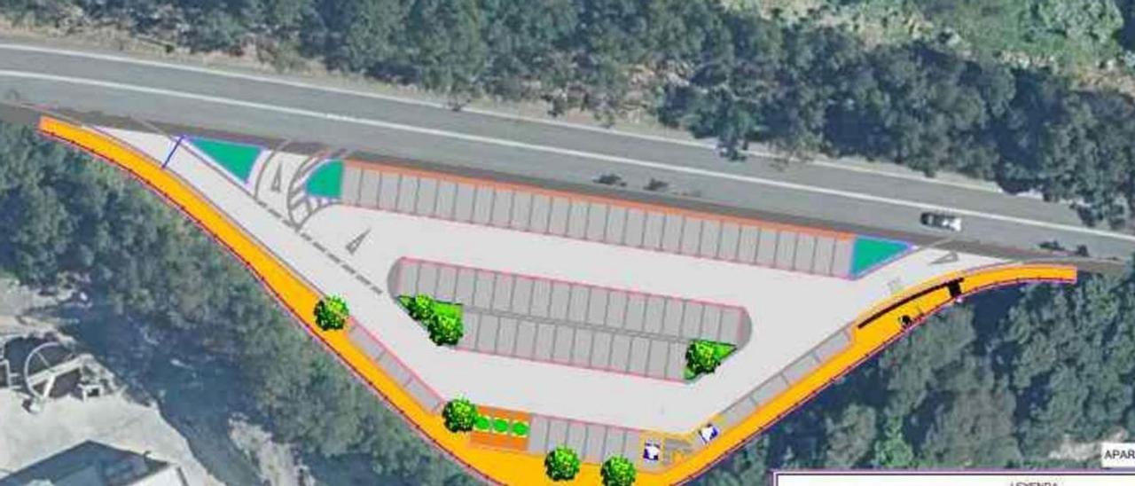 Prolongación del aparcamiento existente en la PO-551 en Domaio.