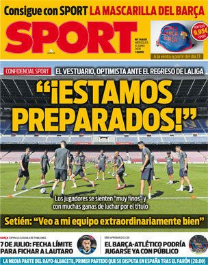 Portada SPORT miércoles 10 junio 2020