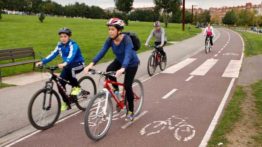 Usuarios del carril bici de Los Pericones.