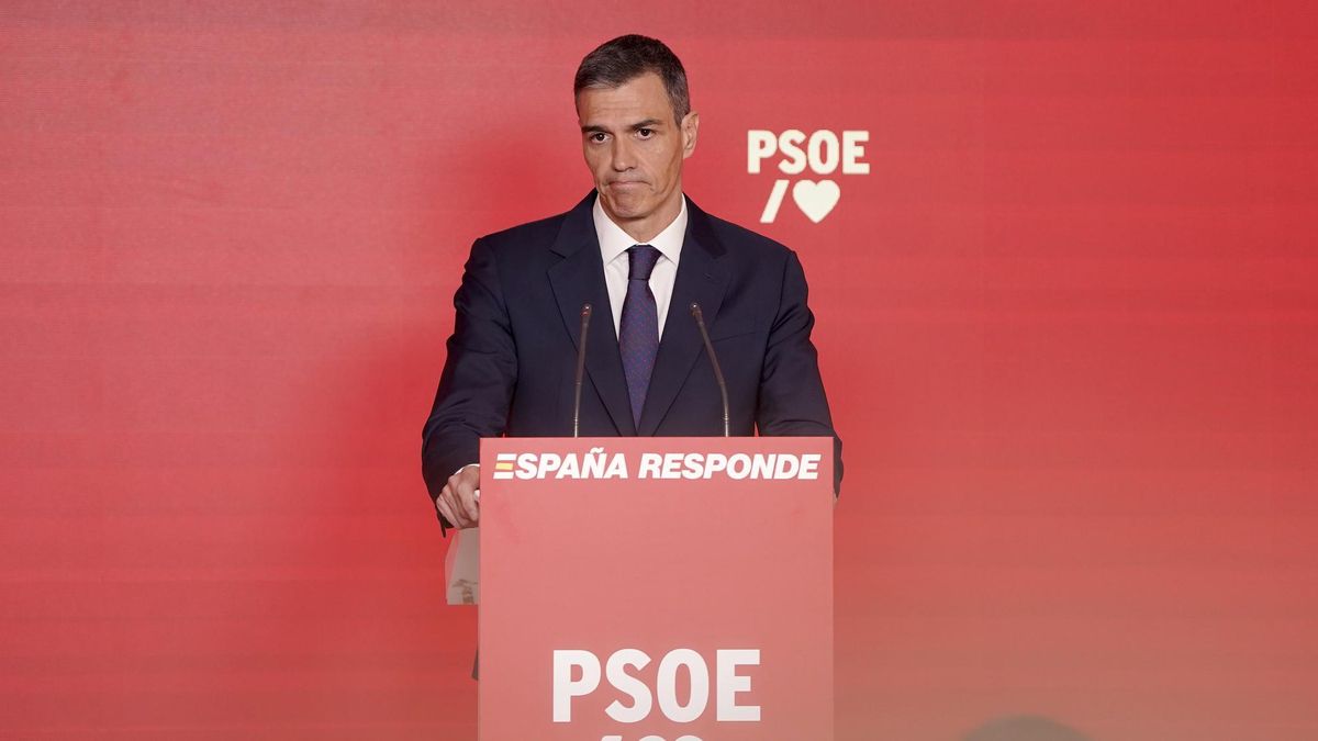 Pedro Sánchez, en la rueda de prensa que ha ofrecido en la sede del PSOE.