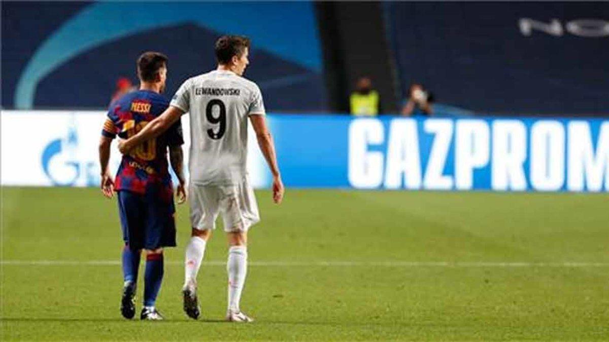 Messi y Lewandowski, en Lisboa