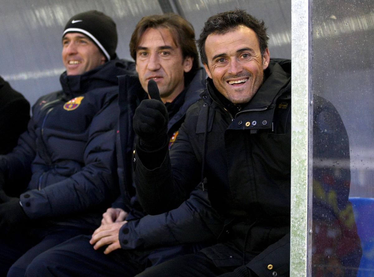 Luis Enrique, junto a Joan Barberà