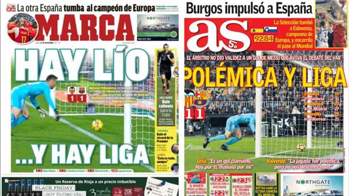 Las portadas de los dos diarios deportivosde Madrid