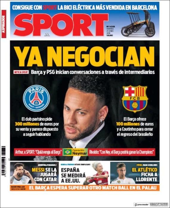 Portada SPORT viernes 21 de junio de 2019