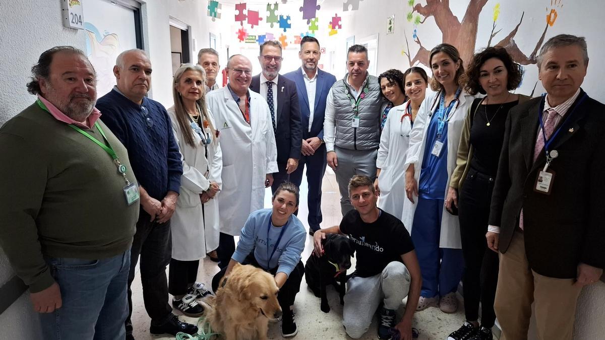 El Hospital de la Axarquía renueva las terapias con perros para hacer más fácil la estancia de los menores en el centro.