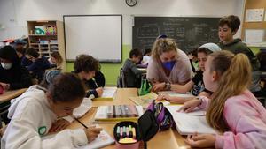 Vuelta al cole sin mascarillas en una clase de la escuela Diputació de Barcelona.