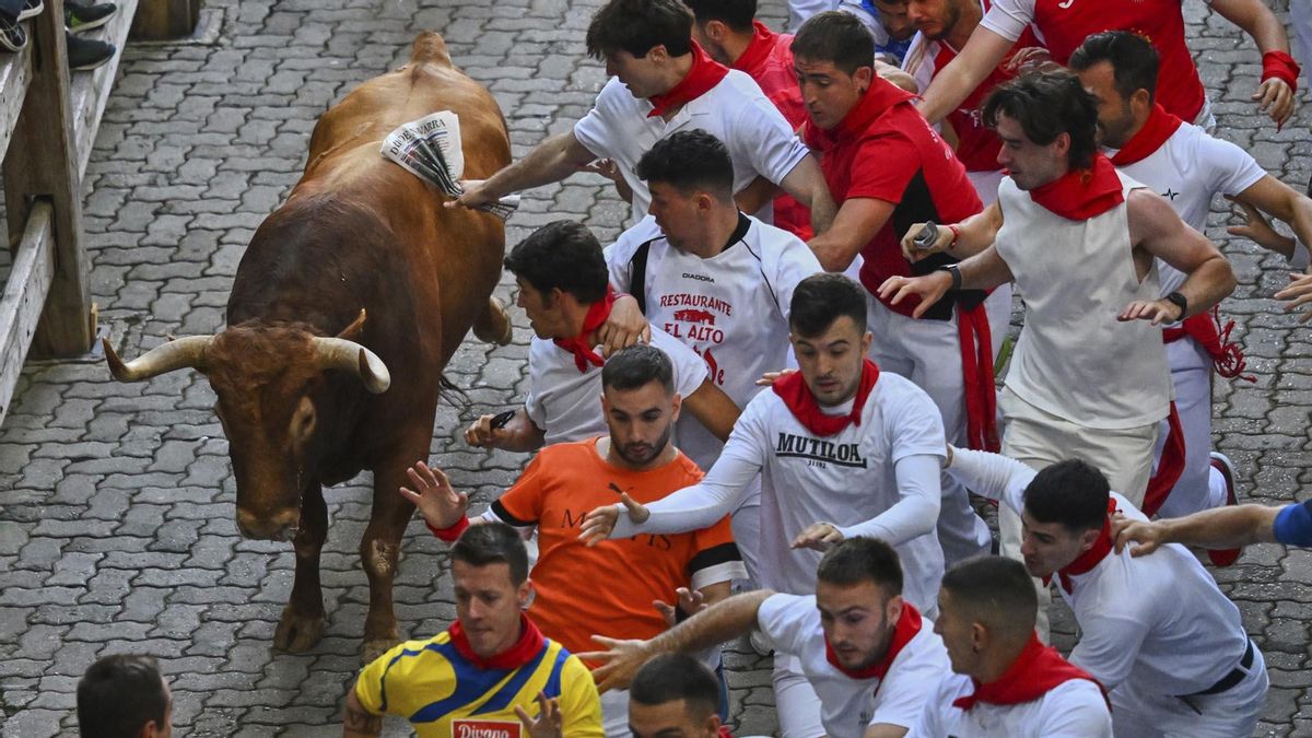 Quinto encierro de San Fermín con toros de Jandilla
