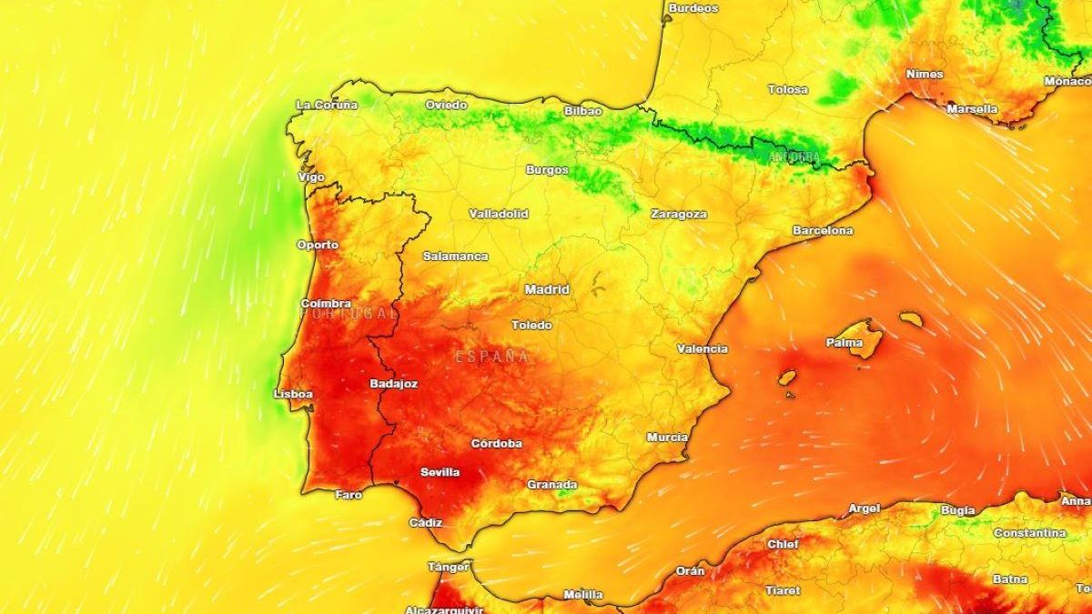 Mapa del tiempo en España.