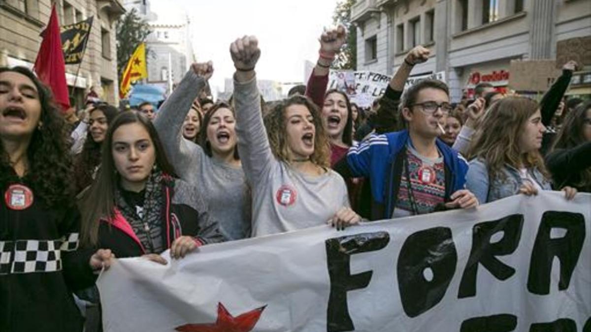 Manifestación de estudiantes, el pasado jueves, en Barcelona.