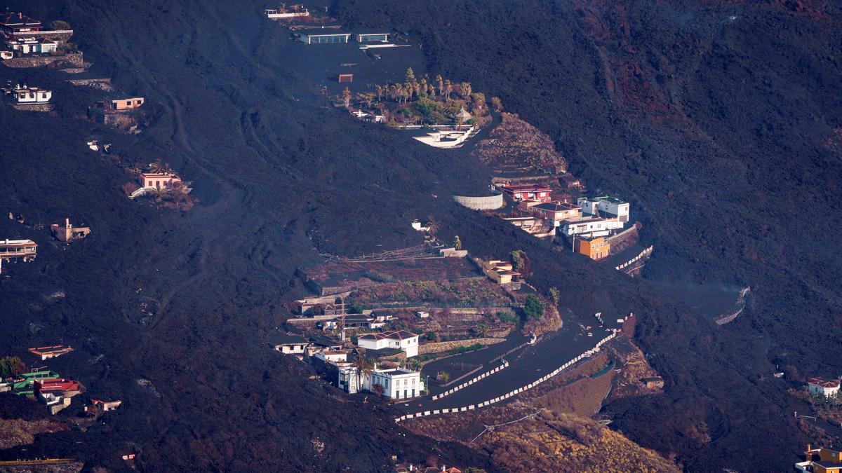 La lava del volcán Cumbre Vieja, a vista de drona