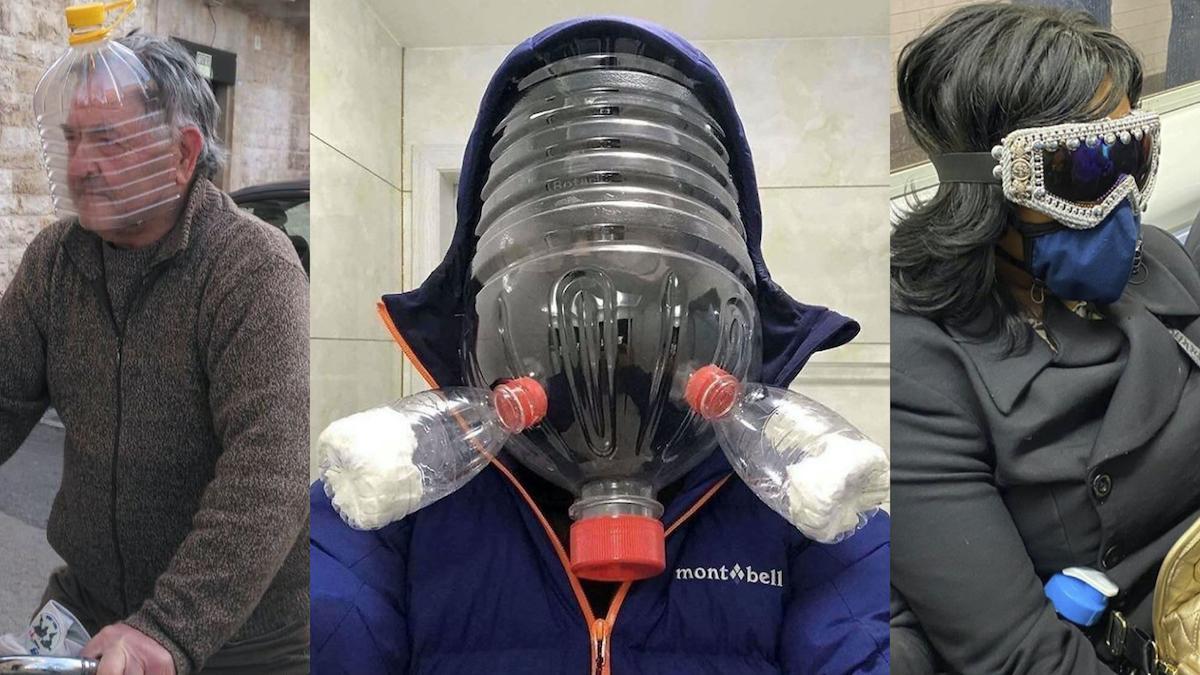 Bolsas de plástico en la cabeza, trajes Hazmat en el super... Los looks del coronavirus. 