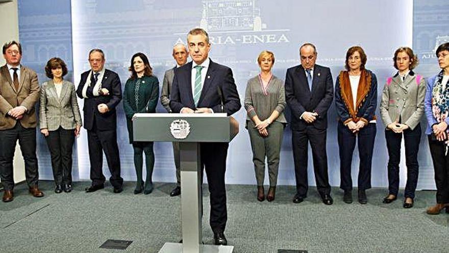 Urkullu, instants abans d&#039;anunciar l&#039;avançament electoral a Euskadi.