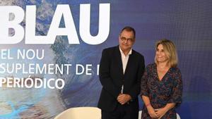 Albert Sàez, director de El Periódico y la periodista Cristina Buesa presentan Blau, el nuevo suplemento del grupo de Prensa Ibérica