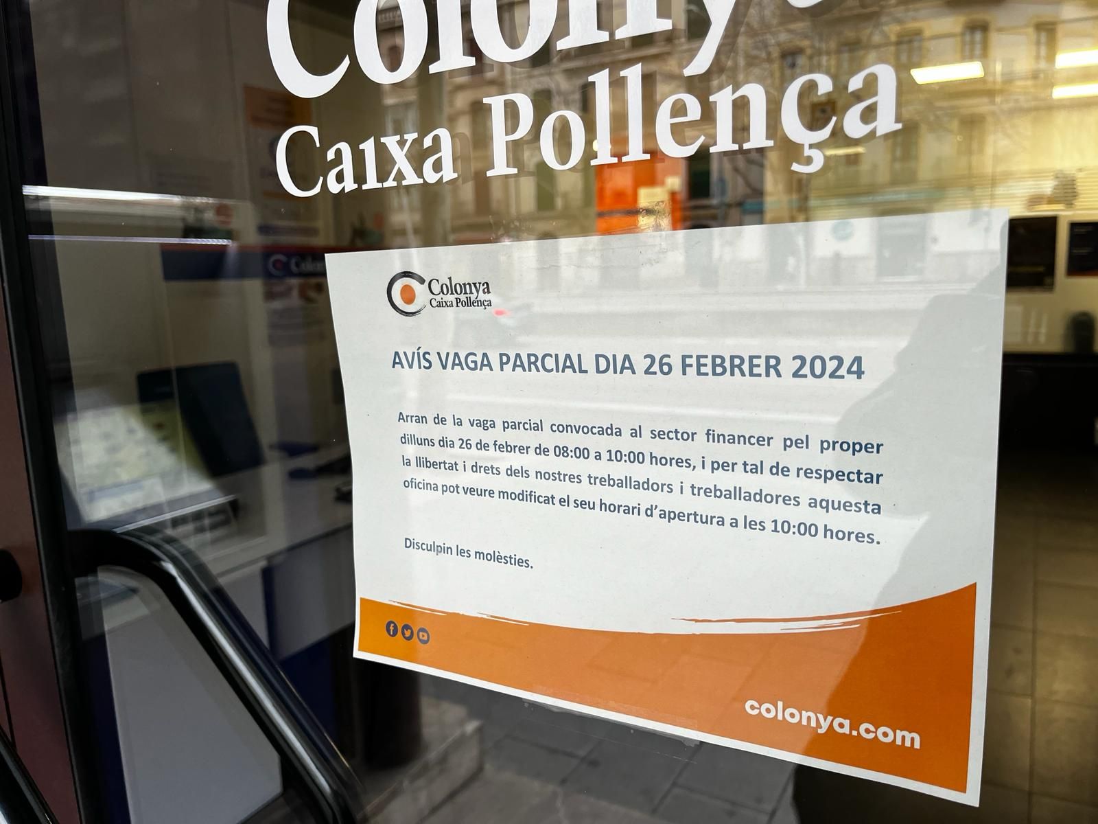 "Masivo" el seguimiento en Mallorca al paro de dos horas en la banca