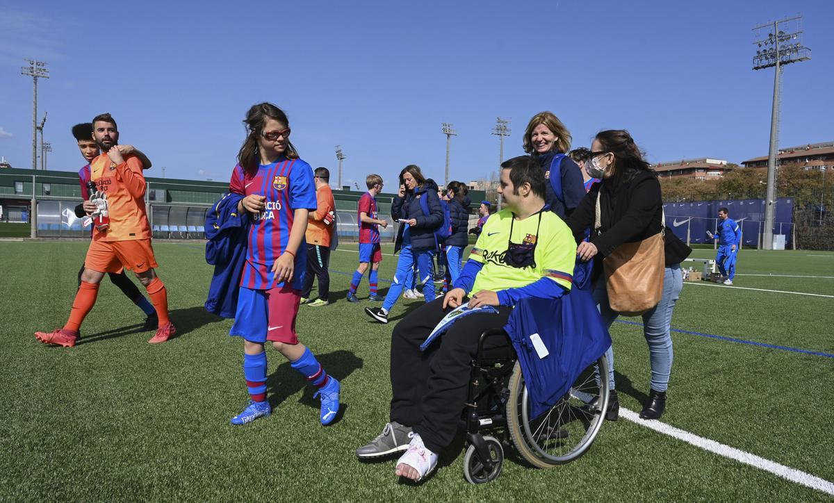 Los jugadores del Barça Genuines tras el partido