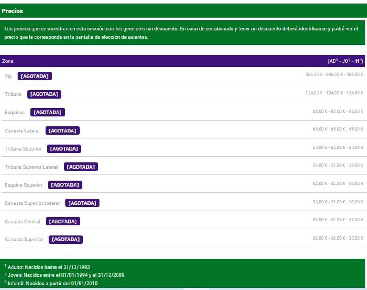 Entradas agotadas para el partido contra el Real Madrid.