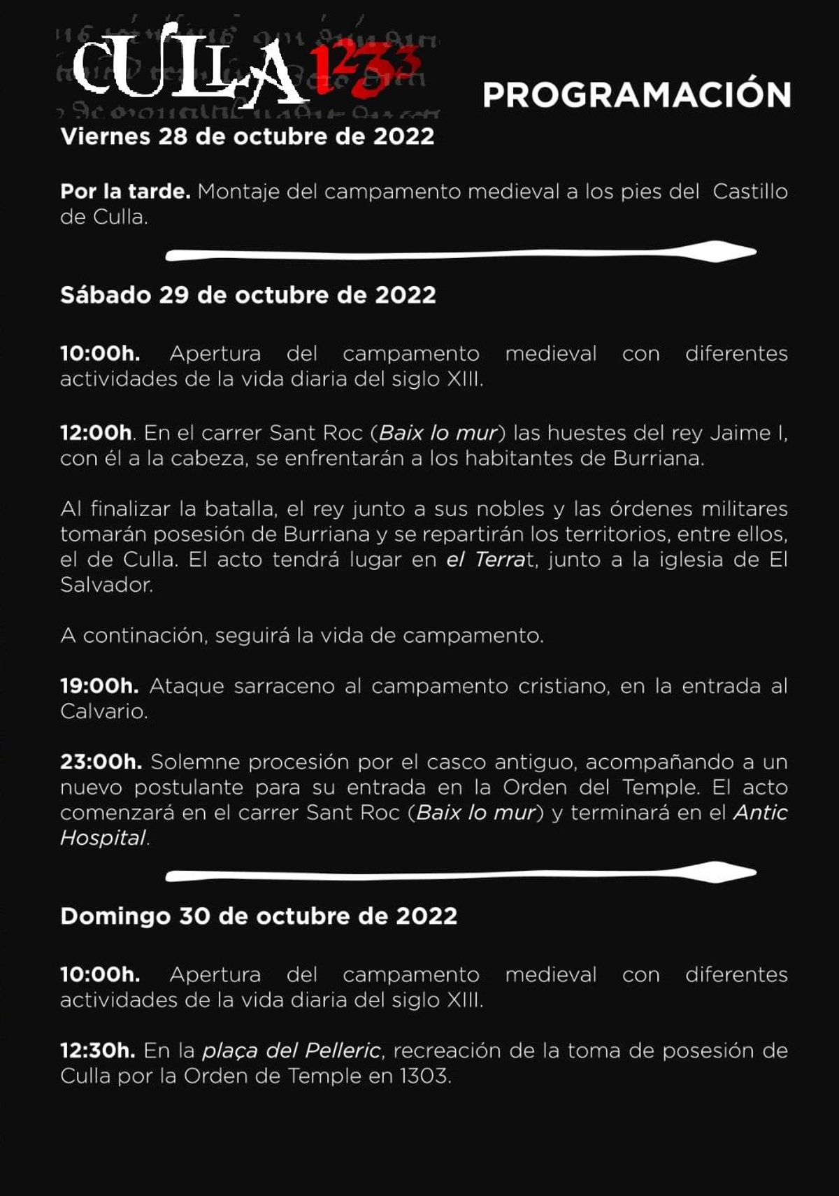 Programación completa de 'Culla 1233'.