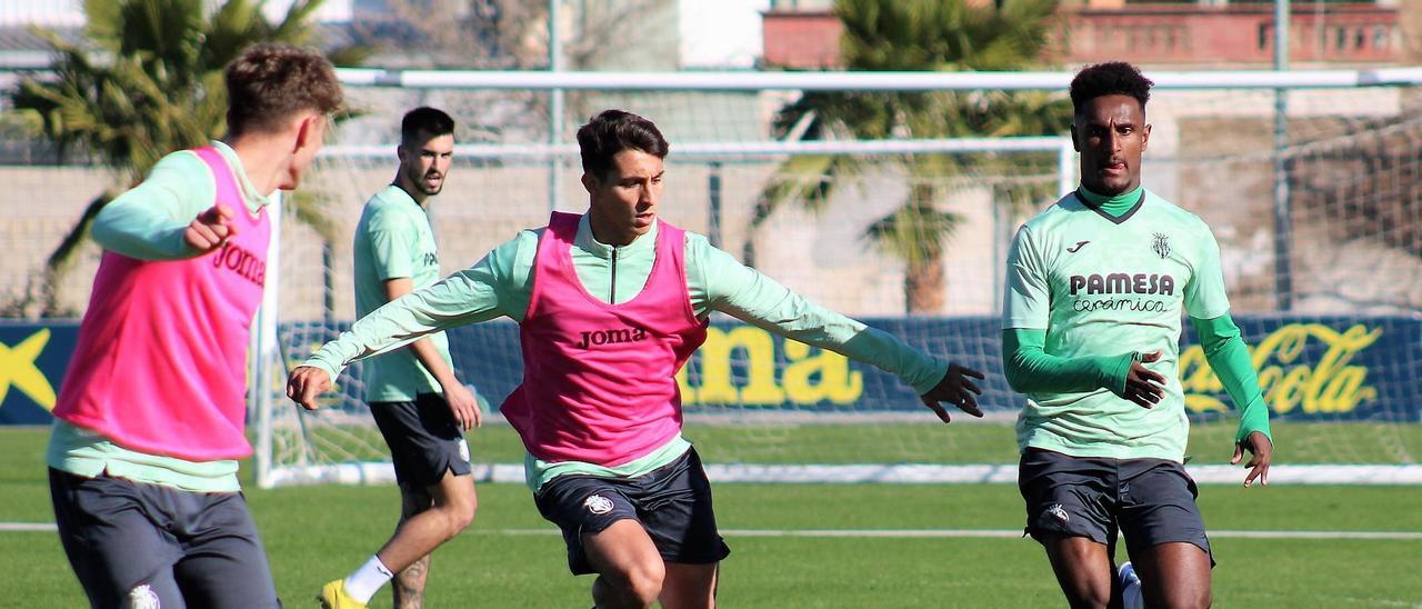 Ramón Terrats y Haissem Hassan en pleno entrenamiento del pasado miércoles.