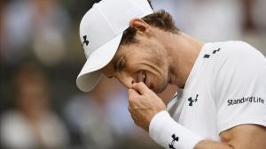 Murray se desespera durante el partido contra Querrey en Wimbledon..