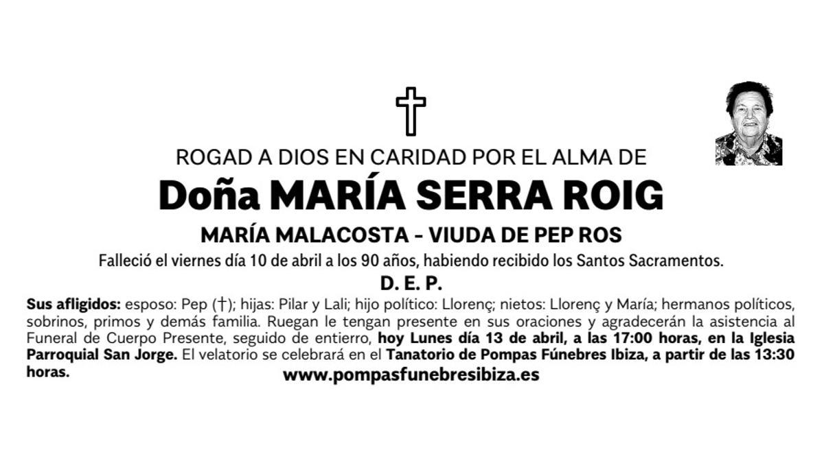 Esquela María Serra Roig