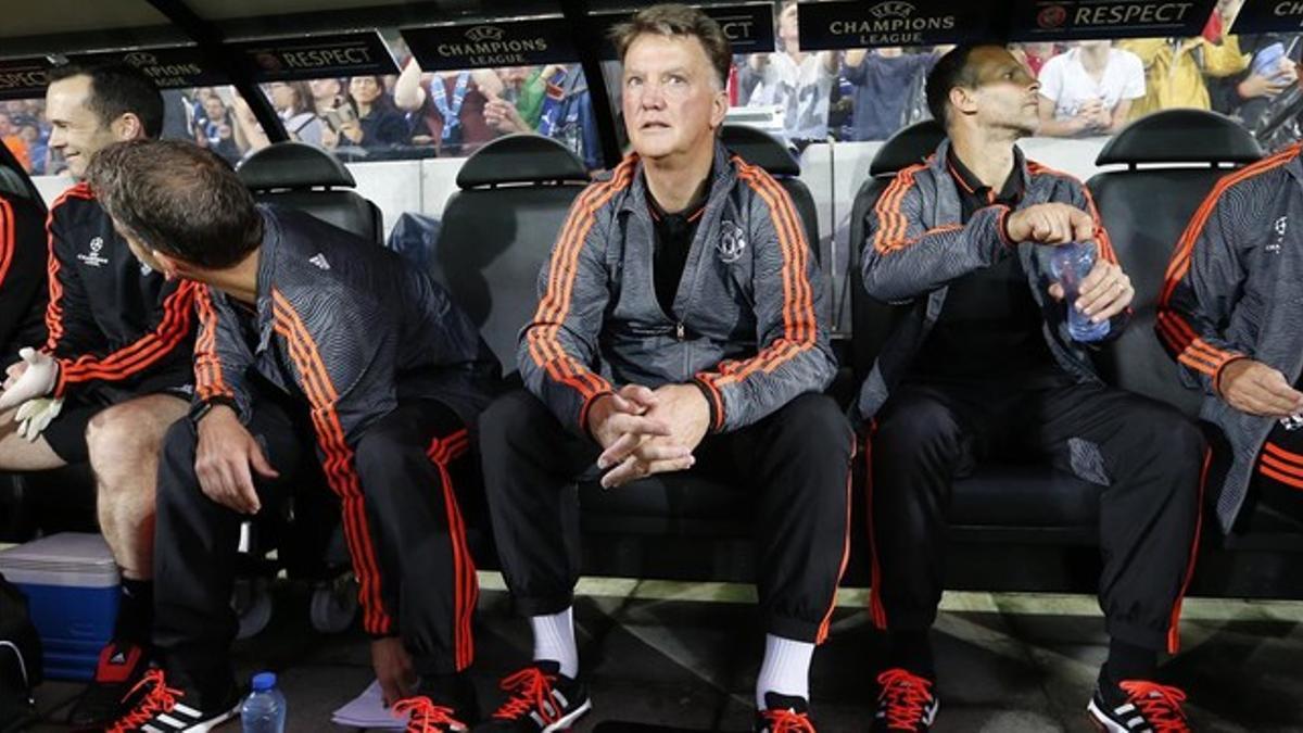 El técnico holandés del Manchester United, Louis Van Gaal, este miércoles en Brujas
