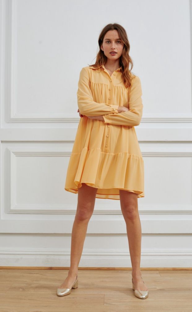 Vestido camisero en tono melocotón de Bimani