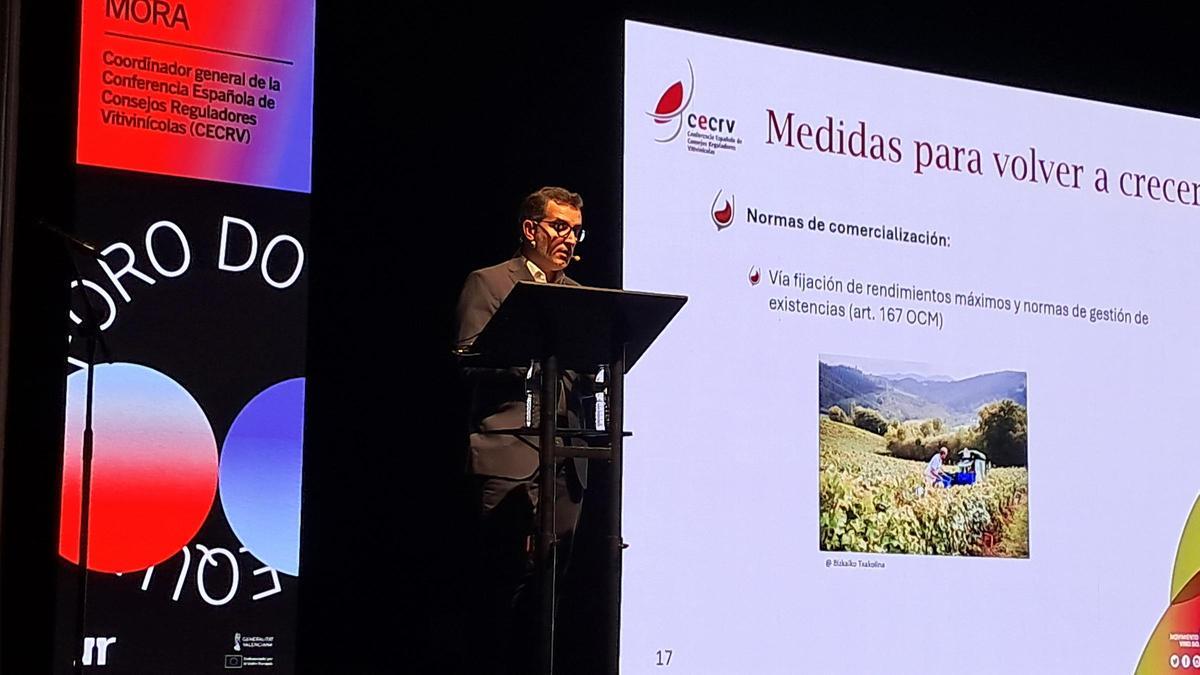 Jesús Mora durante su ponencia en el Foro DO Utiel-Requena.