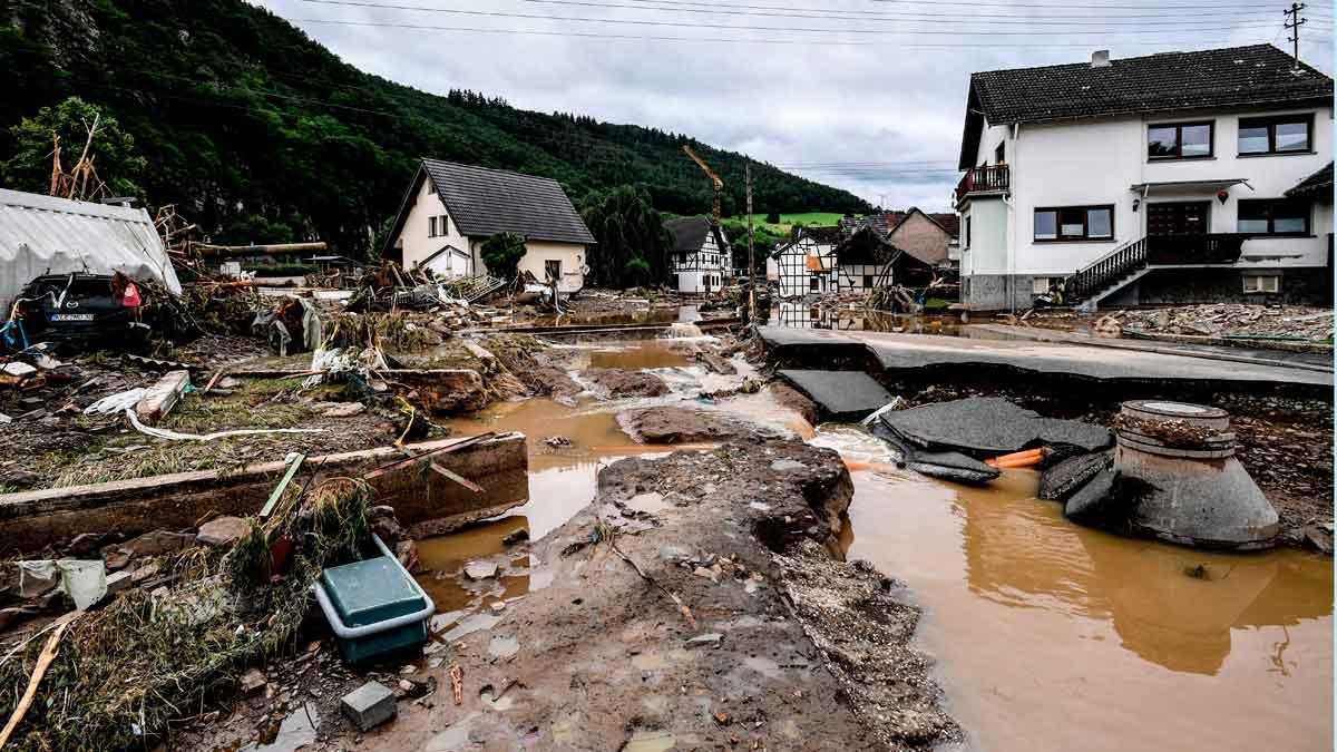 El pueblo de Schuld, en el distrito de Ahrweiler, prácticamente destruido después de las fuertes inundaciones al desbordarse el río Ahr.