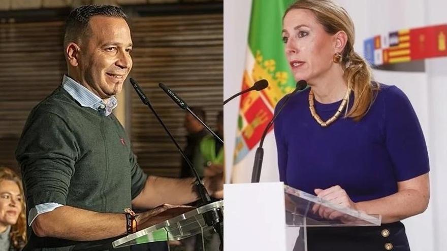 El candidato de Vox, Óscar Fernández, y la líder del PP regional, María Guardiola.