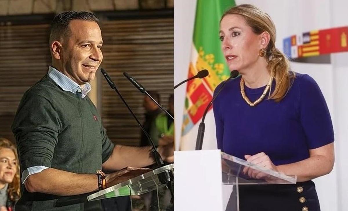El candidato de Vox, Óscar Fernández, y la líder del PP regional, María Guardiola.