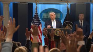 El presidente Donald Trump, en una de sus últimas comparecencias en la Casa Blanca