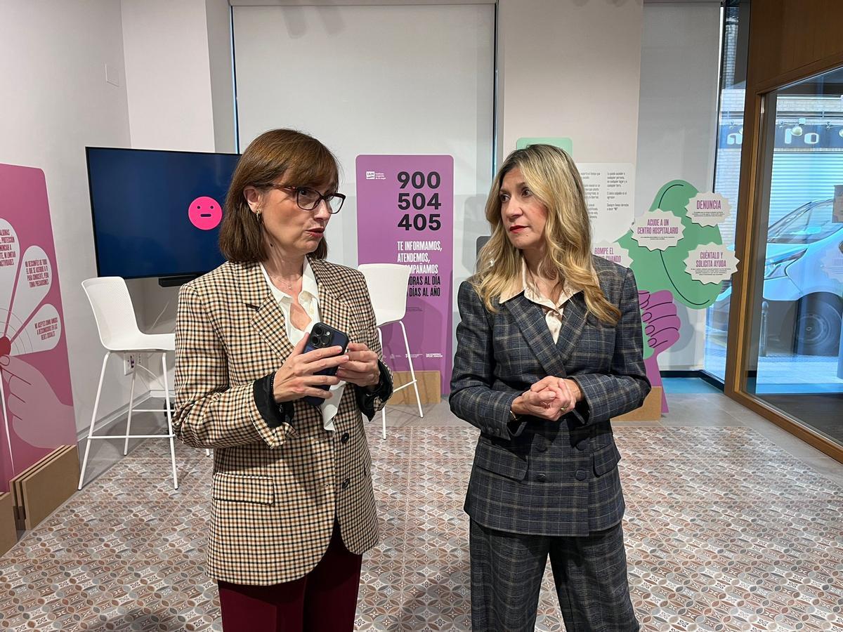 María Antoñanzas y Mar Vaquero, este lunes en la visita al Caivis de Zaragoza.