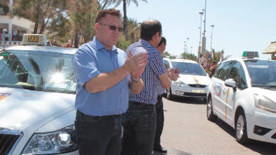 Streikende Taxifahrer an der Playa de Palma am vergangenen Mittwoch (15.2.).