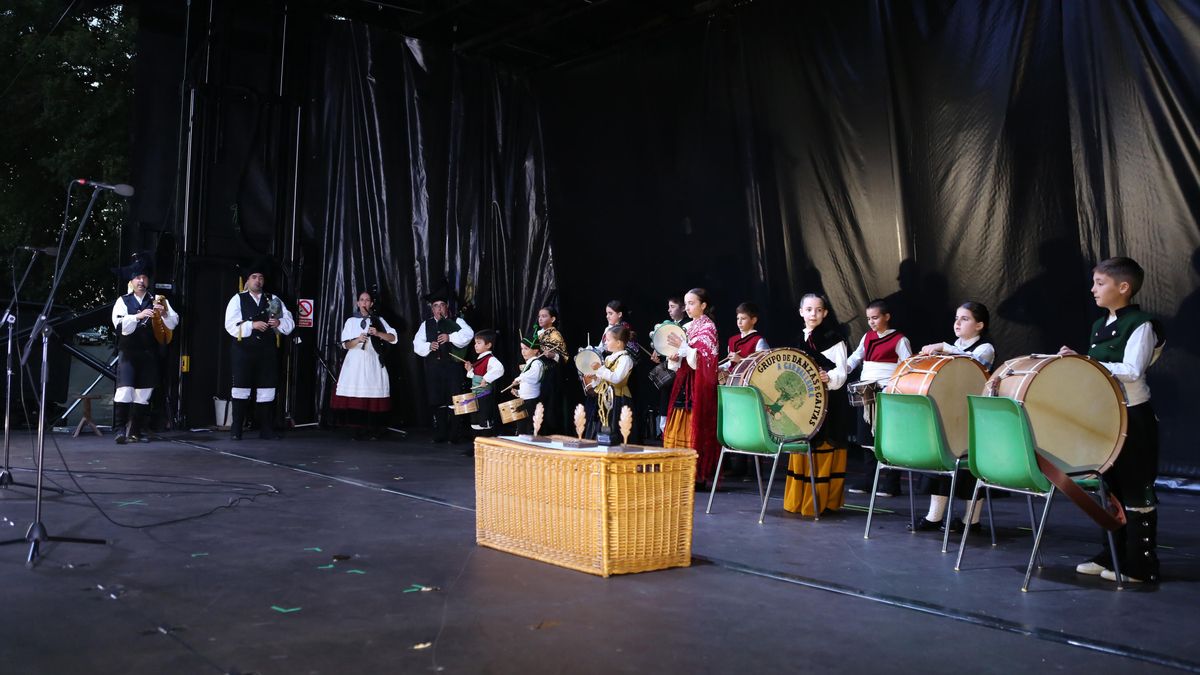 Grupo de A Carballeira de Cercio sobre el escenario.