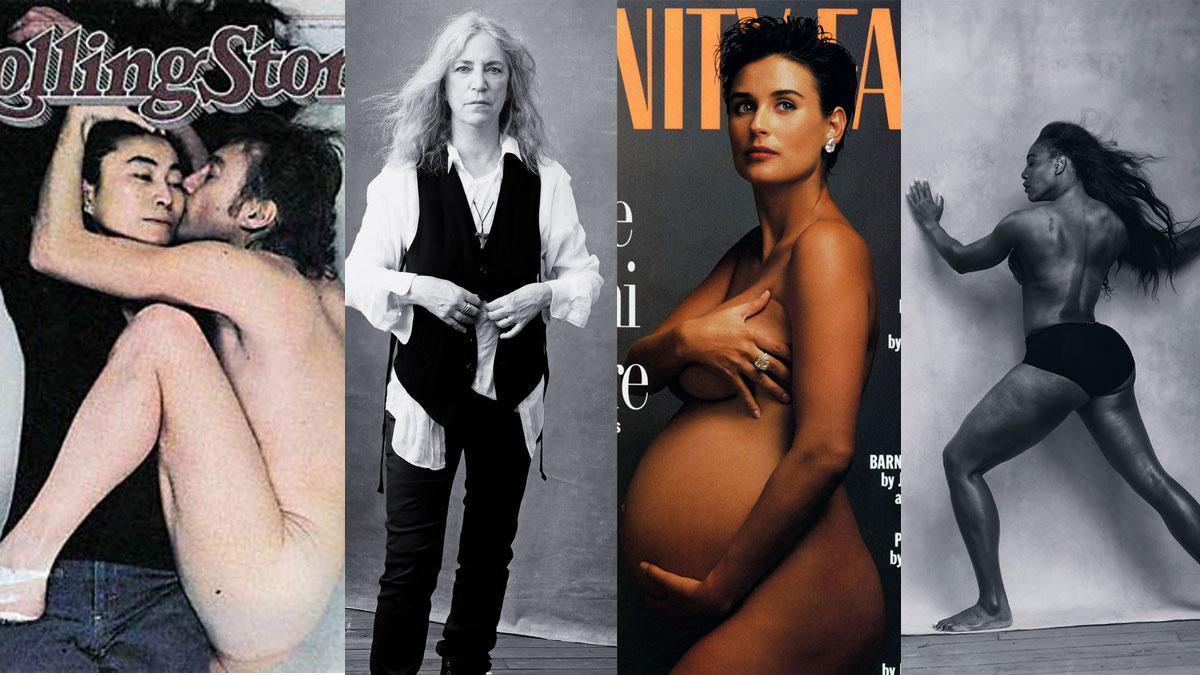 Yoko Ono y John Lennon, Patti Smith, Demi Moore y Serena Wiliams fotografiados por Annie Leibovitz.