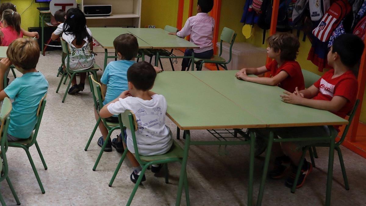 Niños de un colegio de Madrid, el 7 de septiembre del 2018