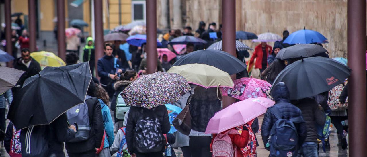 Lluvia en Orihuela el pasado 27 de febrero.