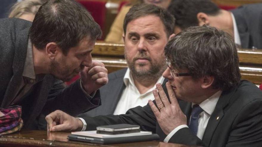 Comín, Junqueras i Puigdemont en una imatge d&#039;arxiu