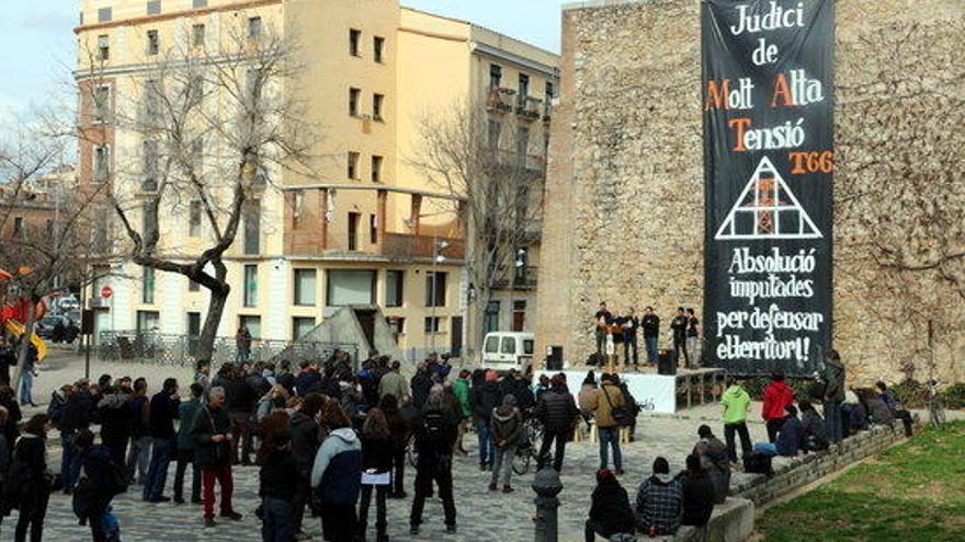 La concentració dels manifestants a Girona.
