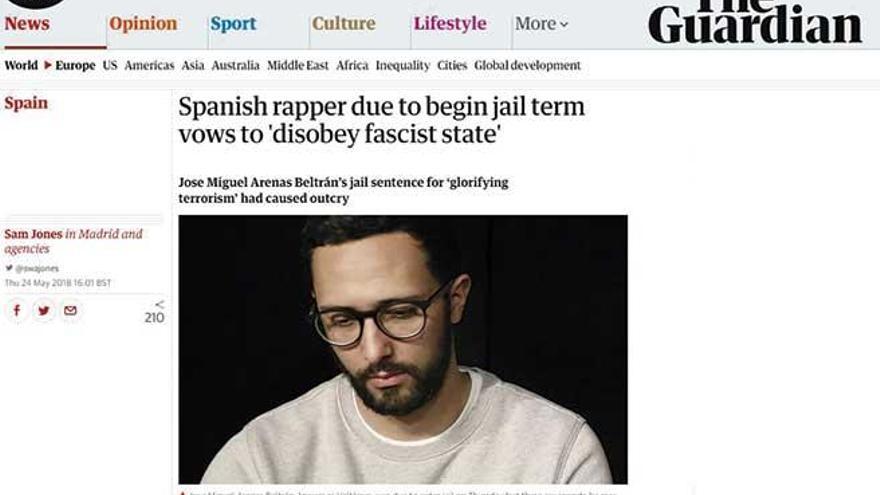 Las ediciones digitales de medios internacionales como The Guardian o The New York Times se hicieron eco de la situación del rapero.