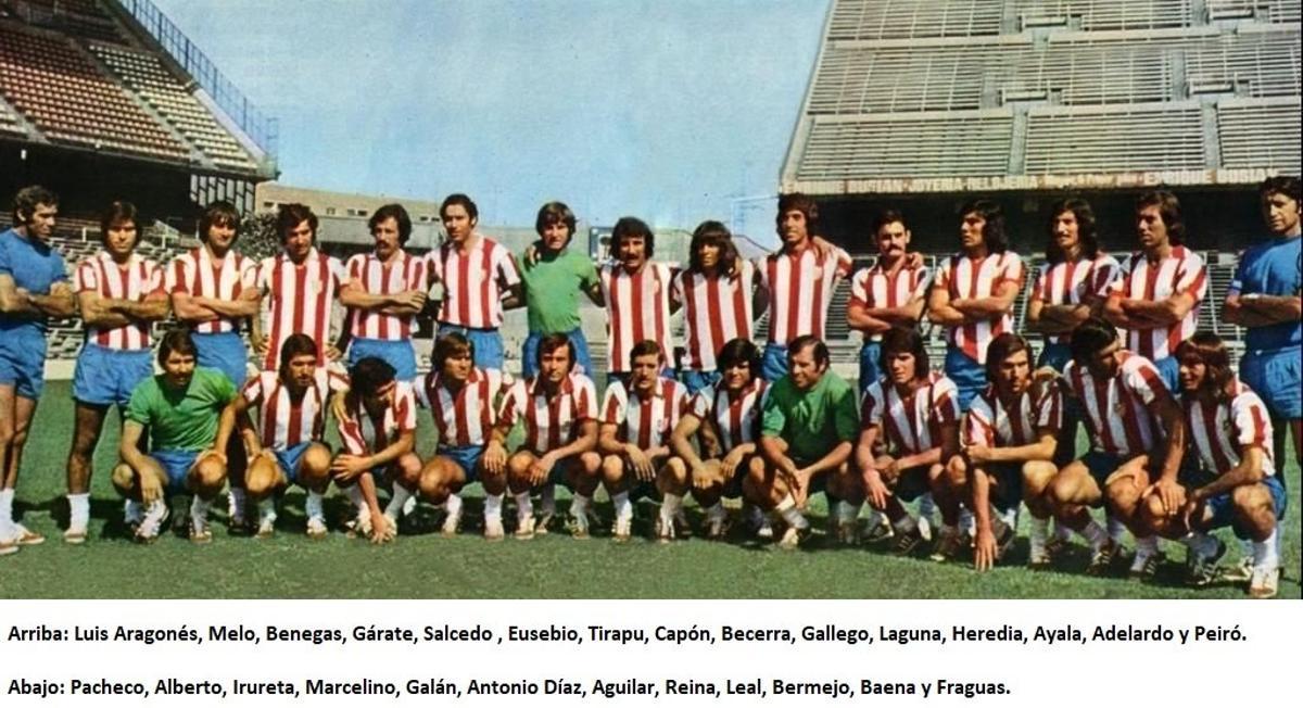 El 28.7.1975 el Atlético de Madrid, con Luis Aragonés de entrenador, se presentó en el Vicente Calderón ante su afición con la única novedad de Galán.