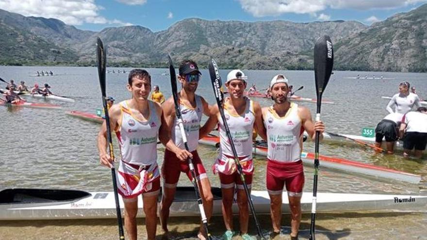 España, con Llorens y Plaza, triunfa en la 60.ª Regata Internacional K-4 del Lago de Sanabria