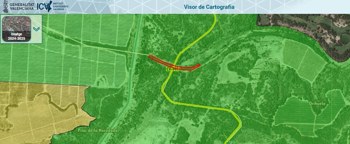 Terreno afectado dentro de la subzona I.B definida en el PORN (en color verde)