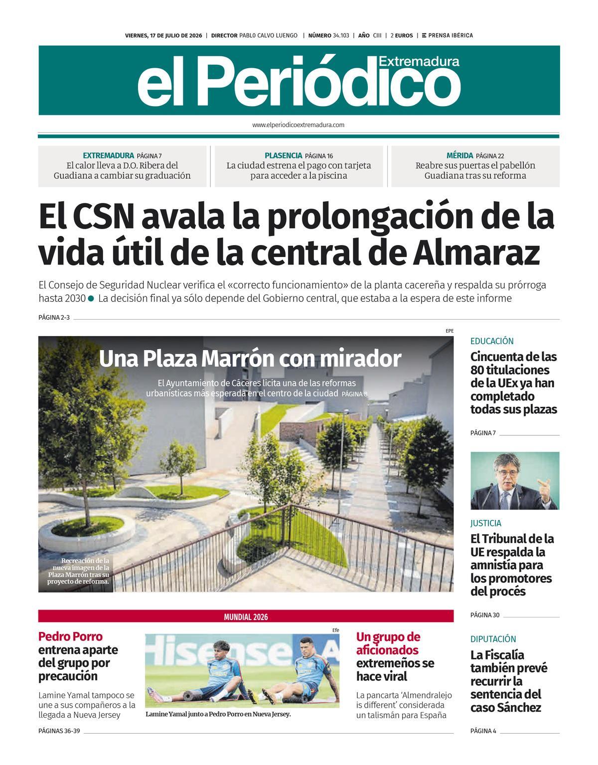 Consulta la portada correspondiente al día 17 de julio de 2026