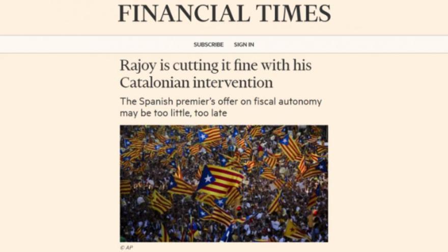 El &#039;Financial Times&#039; critica las maniobras de Rajoy para frenar el &#039;procés&#039;