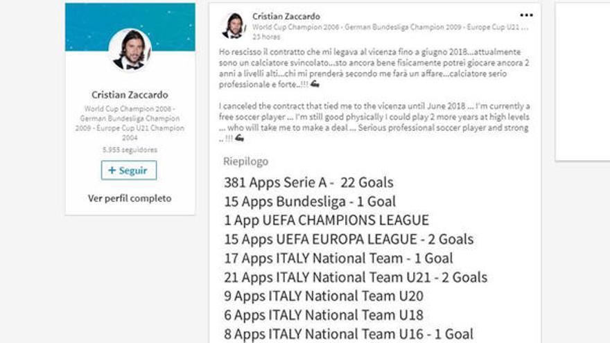 Campeón del Mundial&#039;06 con Italia busca trabajo en LinkedIn