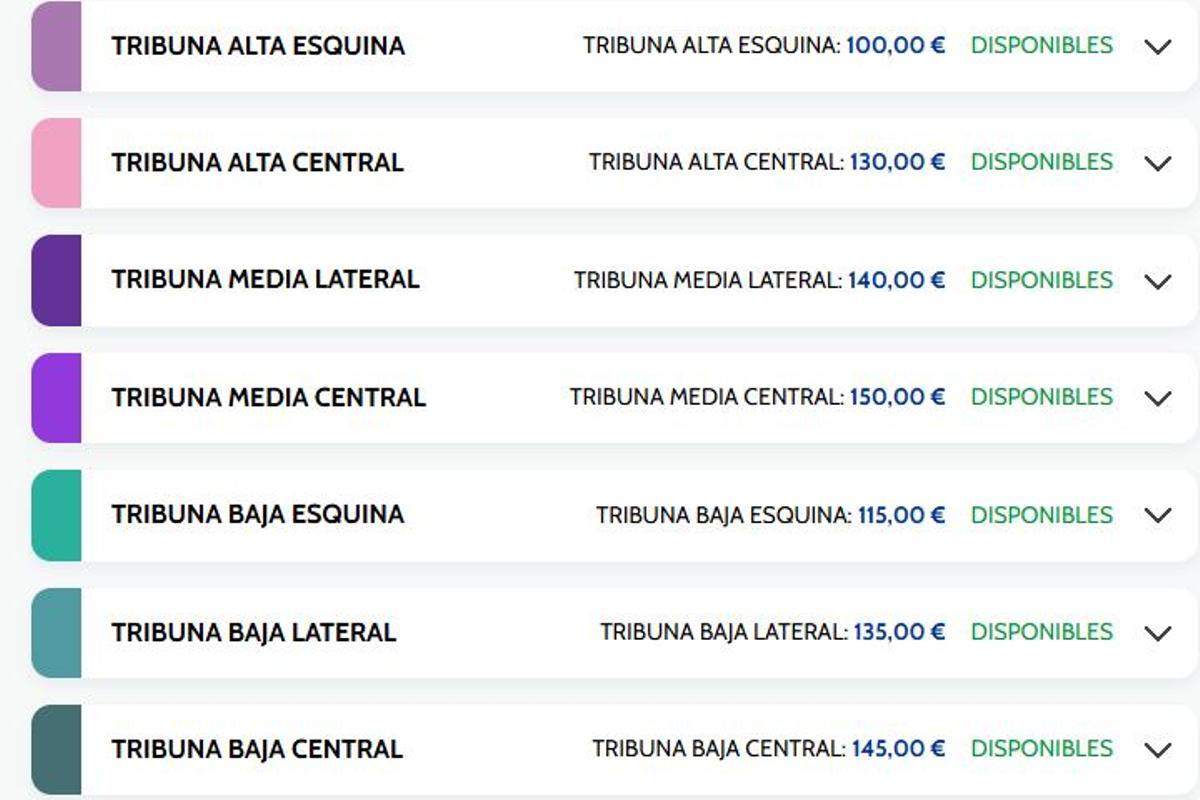 Precios en Tribuna para el Málaga CF - Dépor.