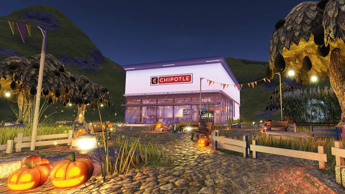 El restaurante virtual de la cadena de tacos Chipotle en la plataforma de videojuegos Roblox, donde los usuarios pueden obtener códigos de descuentos.