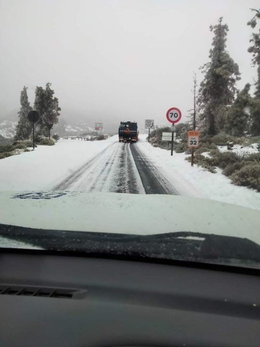 Nieve en el Teide tras el paso de la borrasca Celia