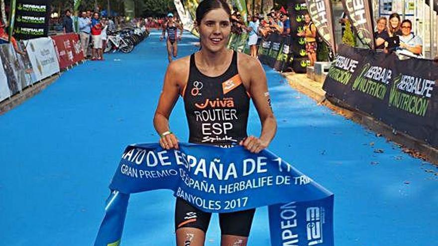 Carol Routier, durant el campionat d&#039;Espanya de triatló de 2017 a Banyoles.